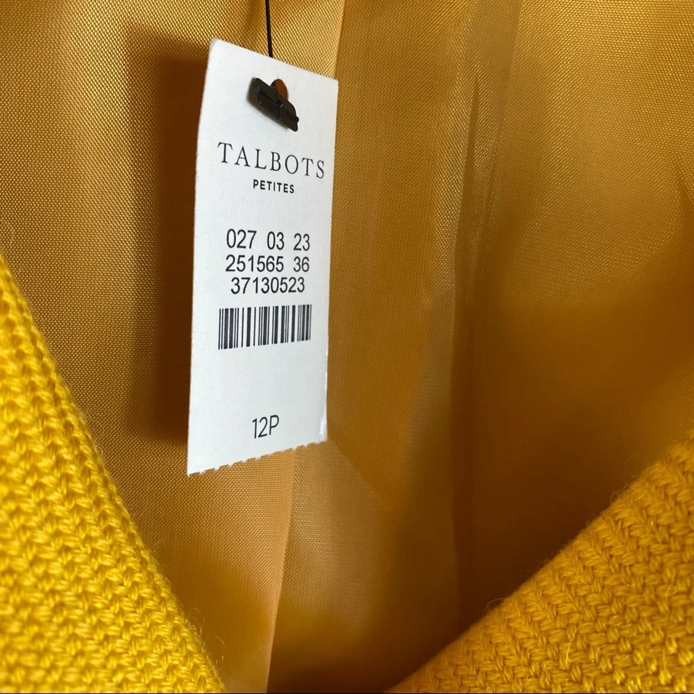 TALBOTS Women's Yellow Wool Blend Coat NWT in Size 12P - Picture 3 of 7